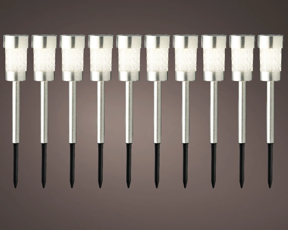 Tuinlampen Set Solar Zilver RVS 10 Stuks 4 Tuinlampen Set Solar Zilver RVS 10 Stuks - Afbeelding 2