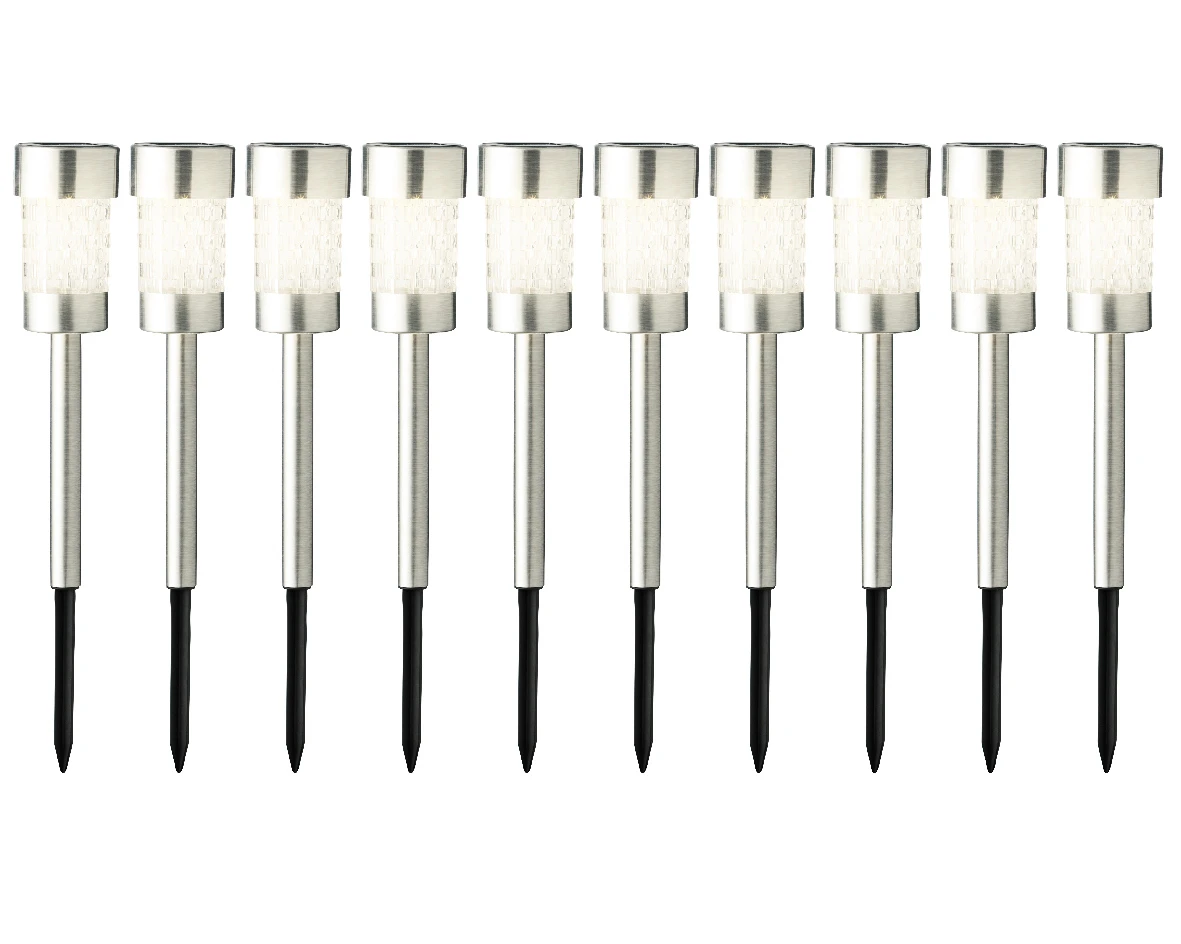 Tuinlampen Set Solar Zilver RVS 10 Stuks 3 Tuinlampen Set Solar Zilver RVS 10 Stuks