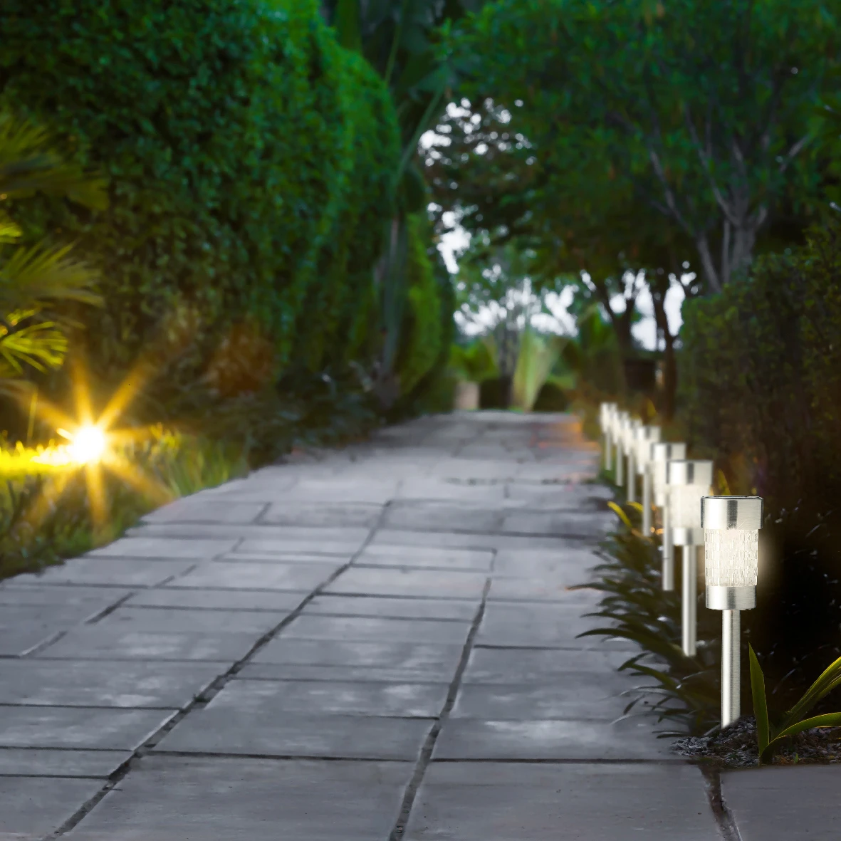 Tuinlampen Set Solar Zilver RVS 10 Stuks 6 Tuinlampen Set Solar Zilver RVS 10 Stuks - Afbeelding 4