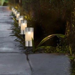 Tuinlampen Set Solar Zilver RVS 10 Stuks Klein -Tuin Decoratie 895829s2