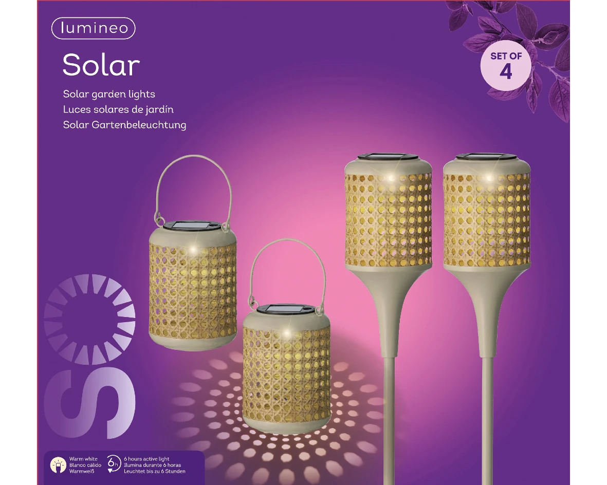 Tuinlampen Set Solar Creme 4 Stuks 5 Tuinlampen Set Solar Creme 4 Stuks - Afbeelding 3