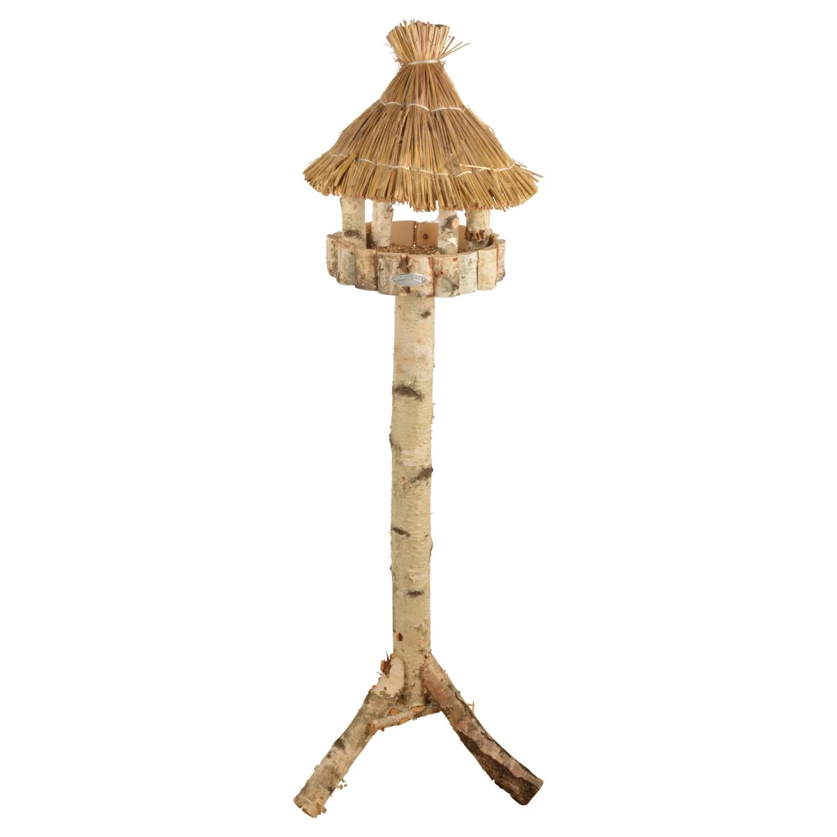 Esschert Voedertafel Rond Op Paal Berken 3 Esschert Voedertafel Rond Op Paal Berken