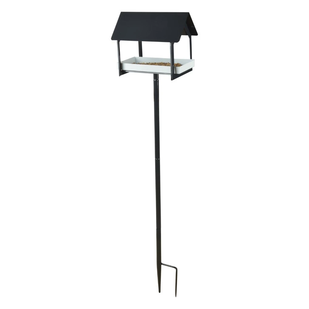 Esschert Voedertafel Op Pin Antraciet/Wit 3 Esschert Voedertafel Op Pin Antraciet/Wit