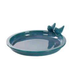 Esschert Vogelbad Keramiek Rond Petrol L -Tuin Decoratie FB544 03
