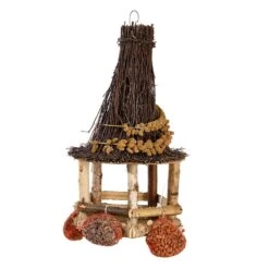 Esschert Vogelhangerhuisje Berken Met Voer -Tuin Decoratie FB851 04