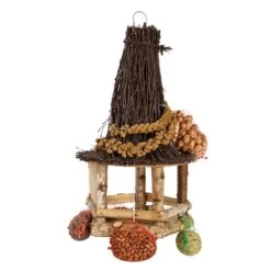 Esschert Vogelhangerhuisje Berken Met Voer -Tuin Decoratie FB851 05