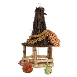 Esschert Vogelhangerhuisje Berken Met Voer -Tuin Decoratie FB851 06
