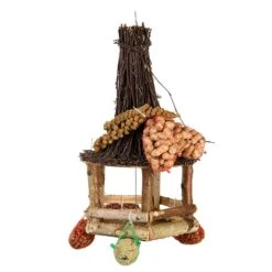 Esschert Vogelhangerhuisje Berken Met Voer -Tuin Decoratie FB851 07